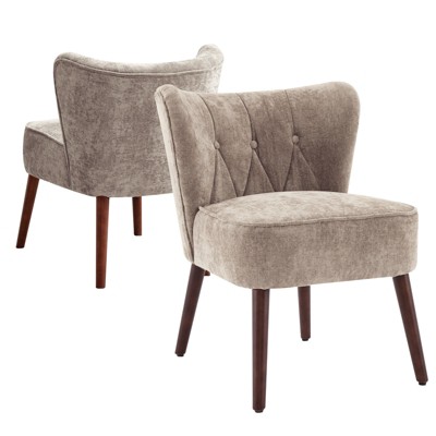 Modern Wingback Accent Chair, Mid-Century Upholstered Lounge Chair with Wooden Legs, 300lbs Capacity, Chenille Fabric for Living Room,( 1PC)