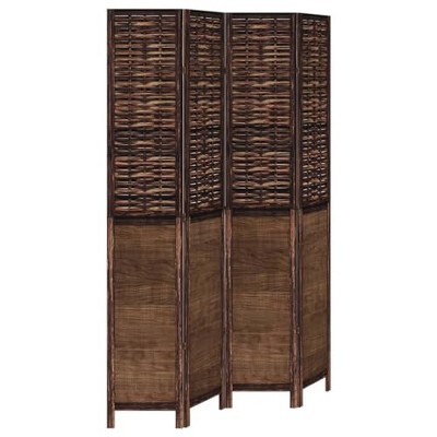 vidaXL Partition Screen 4 Panels Paulownia Wood Dark Brown