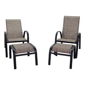 Courtyard Casual Santa Fe 4 pc Reclining Chair Set with Ottomans  Includes Two Reclining Sling Chairs and Two Sling Ottomans - 1 of 4