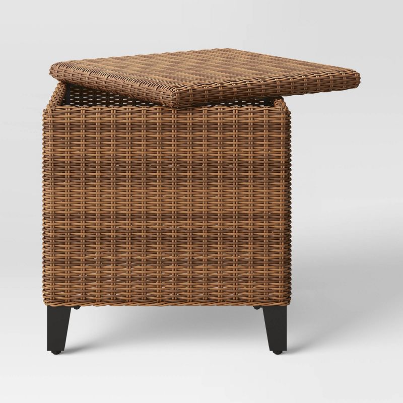 Wicker Square Brookfield Patio Accent End Table with Storage Brown - Threshold&#8482;, 5 of 9