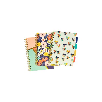 Carpe Diem Floral Love 5-Subject Subject Notebooks 7.09" x 10" College Ruled 100 Sheets Assorted