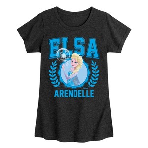 Girls' - Frozen - Elsa Collegiate Fitted Short Sleeve Graphic T-Shirt - 1 of 4
