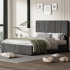 Bed Frame with Adjustable Headboard and Storage Drawers, Upholstered Platform Bed Frame with Wooden Slats Support, No Box Spring Needed, Dark Grey - 3 of 4