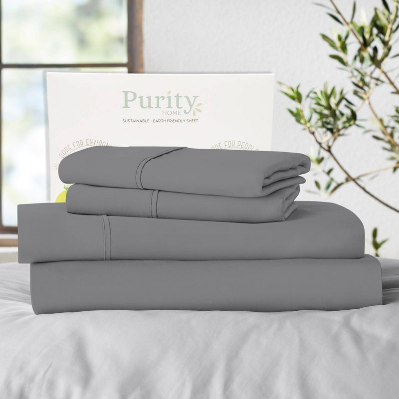 400 Thread Count Ultimate Percale Cotton Solid Sheet Set - Purity Home, 5 of 11