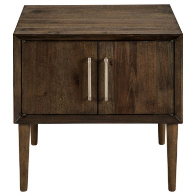 Modern Kisper Dark Brown Wood End Table with Storage