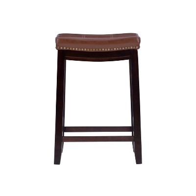 Claridge 26" Backless Saddle-Style Cognac Leather Counter Stool