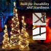 Angel Sar Set of 3 Pre-Lit Christmas Cone Trees, 60 Warm White LEDs, 32"/24"/16" Rattan Tabletop Decor, Brown - 4 of 4