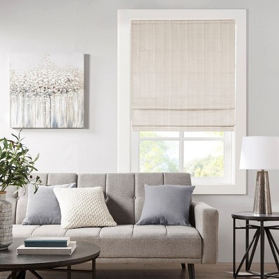 Dsvimoy Curtain Panel Basketweave Roman Shade Cordless for Contemporary Home Decor, Off-White, 11.42"*6.23"*7.48"