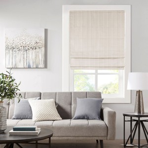 Dsvimoy Curtain Panel Basketweave Roman Shade Cordless for Contemporary Home Decor, Off-White, 11.42"*6.23"*7.48" - 1 of 4