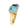 Ross-Simons 1.60 Carat Swiss Blue Topaz and .60 Carat London Blue Topaz Toi Et Moi Ring With .20 ct. t.w. White Topaz in 18kt Gold Over Sterling - 3 of 4