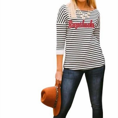 Women's University of Arkansas Side Button Tunic - Gameday Couture
