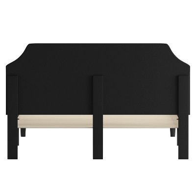 King Black Upholstered Platform Bed with Tufted Headboard