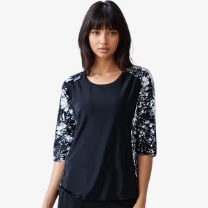 Calypsa Women's Loose Fit 3/4 Sleeve Rash Guard UPF 50+ Margaux Swim Top - 1 of 3