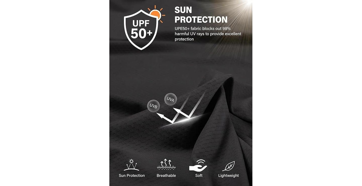 Мужские худи COOFANDY Men' s UPF 50 Light Jacket Full Zip Sun Protection Long Sleeve Sun Shirts UV Fishing Hiking Athletic Running Black, цвет: Чёрный — фото 5