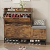 Shoe Cabinet with 2 Flip Drawers with Padded Seat Cushion - Narrow Shoe Organizer Rack for Entryway, Front Door, Foyer, Hallway, Antiseptic Wood - 2 of 4