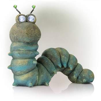 16" Solar Caterpillar Statue with LED Lights - Alpine Corporation