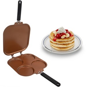 5 Star Super Deals 4-Mold Flip Pancake Pan - Dual-Sided Copper Nonstick, 9" Aluminum Griddle with Reinforced Hinges for Storage - 1 of 4