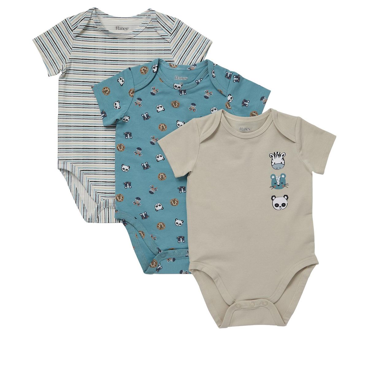 Hanes Pure Comfort Baby Short Sleeve Bodysuits, Organic Cotton, Boys & Girls, 3-Pack