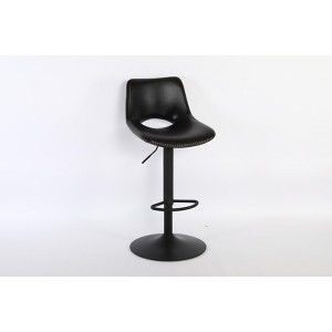2-Pack Adjustable Swivel Bar Stools, Black Faux Leather Counter-Height Chairs with Backs - 1 of 3
