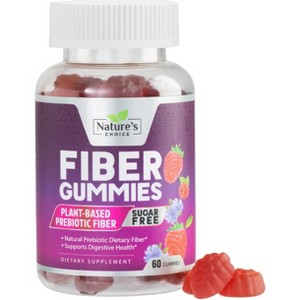 Sugar Free Fiber Gummies for Adults, Daily Prebiotic Natural Soluble Fiber Supplement & Digestive Health Support - 60 Gummies By Nature's Choice - 1 of 4