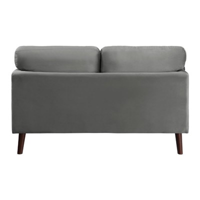 Contemporary Gray Velvet Loveseat with Pillow Back - 58" Width