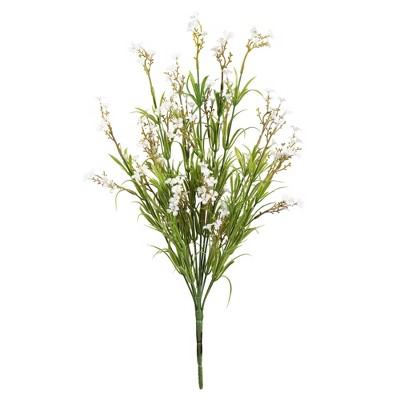 Vickerman 19" Artificial Green Mini Wild Flower Bush, Set of 3