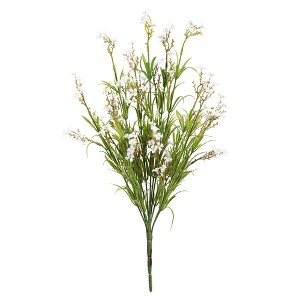 Vickerman 19" Artificial Green Mini Wild Flower Bush, Set of 3 - 1 of 4