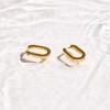 EVRY JEWELS WATERPROOF Gold or Silver Plated Stainless Steel Slim Block Hoops - 3 of 3