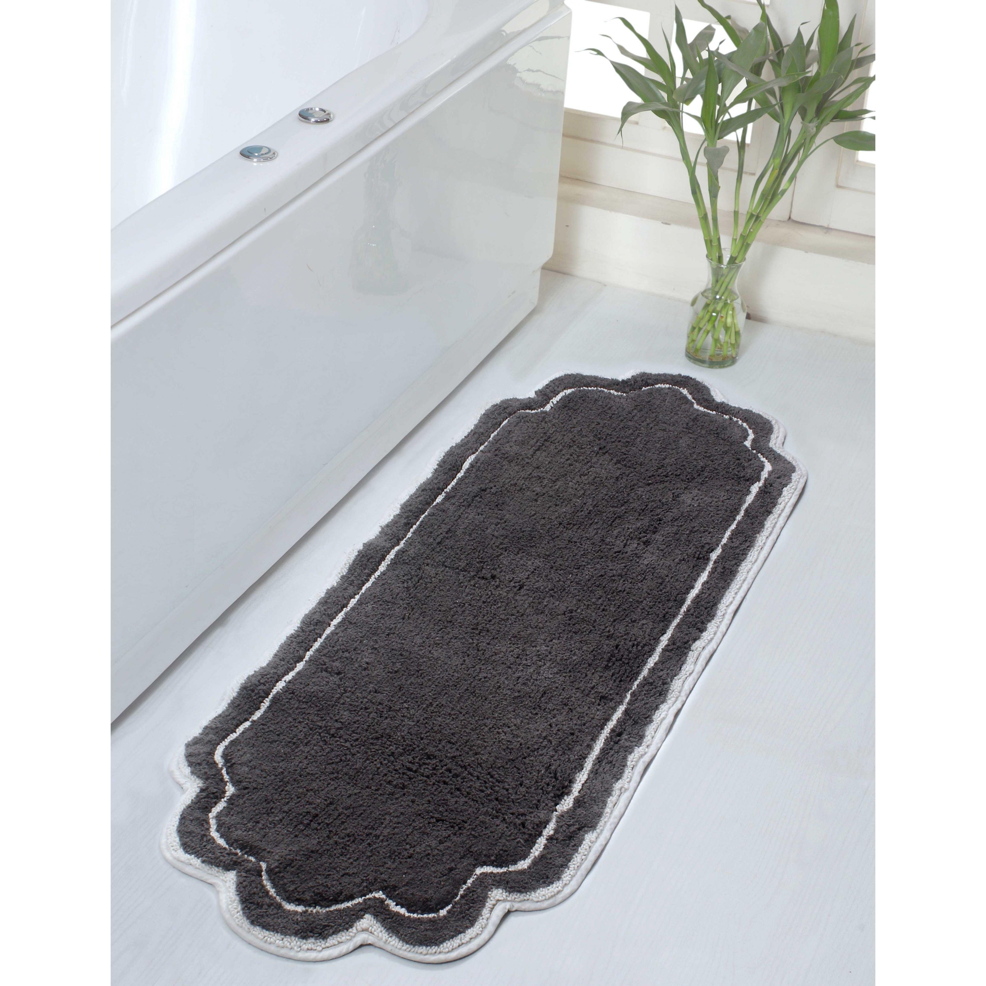 21"x54" Allure Collection Dark Grey Cotton Tufted Bath Rug - Home Weavers