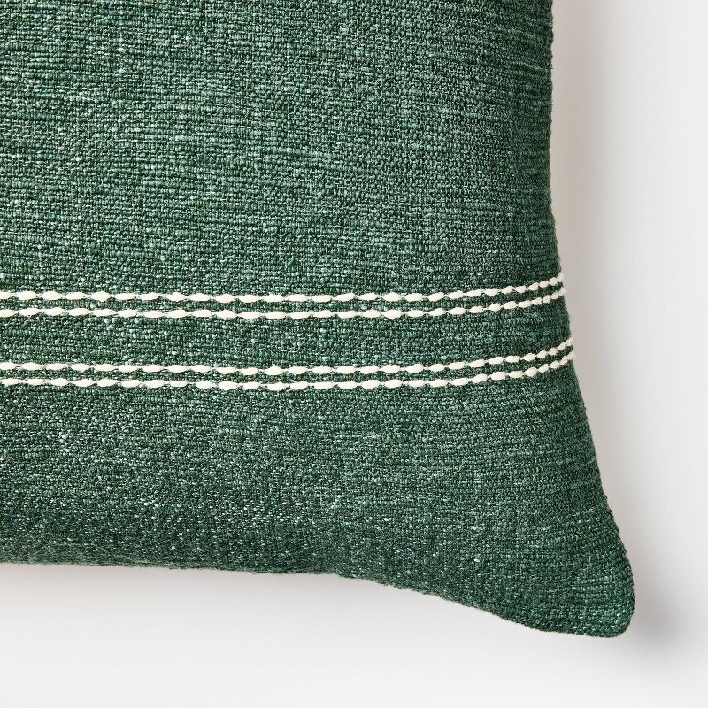 Oversized Embroidered Square Throw Pillow Sage Green/Cream - Threshold&#8482; designed with Studio McGee, 4 of 6