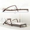 Set of 2 Wicker Chaise Lounge Chair Outdoor Patio Lounger with 5 Adjustable Back, Wheels, Cushion, and Armrests - 3 of 4