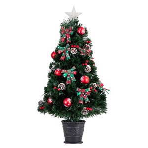 Nearly Natural 36-in Pre-Lit Fiber Optic Cosmopolitan Star Topped Artificial Christmas Tree with Decorative Planter - 1 of 4