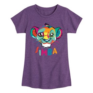 Girls' - Disney - Colorful Simba Fitted Short Sleeve Graphic T-Shirt - 1 of 4