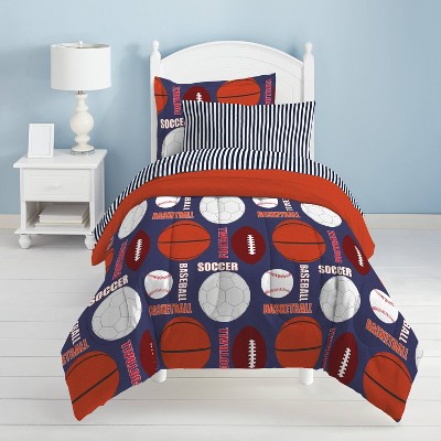 Navy Reversible Microfiber Twin Kids Sports Bed Set