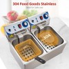 10Lx2 Electric Deep Fryer with Basket Strainer, Adjustable Temp & Timer, Removable Oil-Container, Dual Basin for Fried Chicken, Shrimp, French Fries - 3 of 4