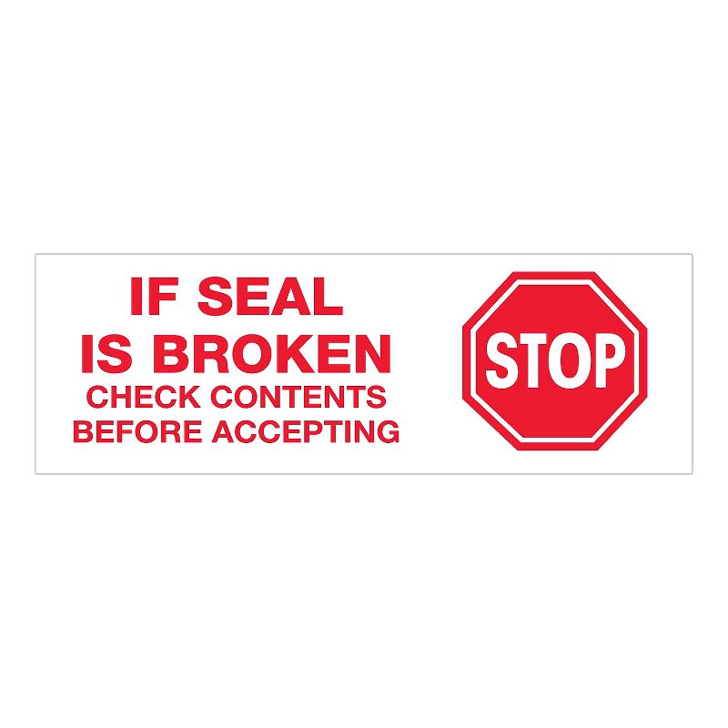 Tape Logic Pre-Printed Carton Sealing Tape "Stop If Seal Is Broken..." 2.2 Mil 2 T901P01, 2 of 5