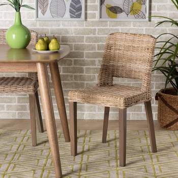 bali & pariMagy Dining Chair Brown: Natural Rattan, Sturdy Wood Frame, No Assembly Required