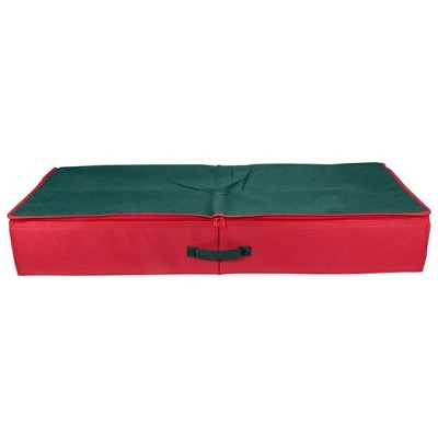 Northlight 24” Red and Green Christmas Decoration Storage Bag with Clear Transparent Lid