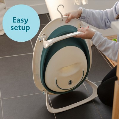 Teal and White Collapsible Newborn Baby Bathtub
