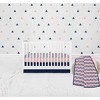 Bacati - Girls Triangles Coral Navy 10 pc Crib Bedding Set with 4 Swaddling Blankets - 2 of 4