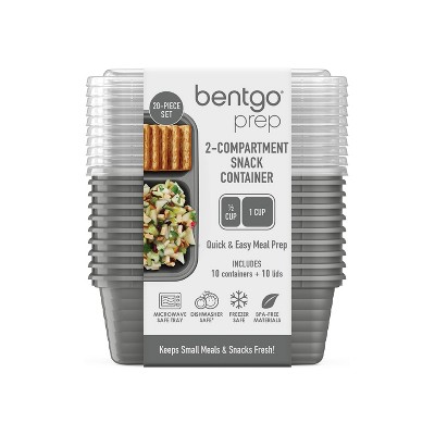 Bentgo Prep 2-Compartment Snack Container Set - Pewter - 20pc