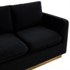LeisureMod Nervo Mid-Century Modern Upholstered Velvet Loveseat with Gold Frame - 4 of 4
