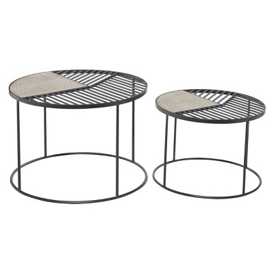 Set of 2 Contemporary Metal Accent Tables Black - Olivia & May