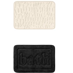 Unique Bargains 2Pcs Memory Foam Water Absorbent Quick Dry Non-Skid Bottom Soft Bathroom Rugs - 1 of 4