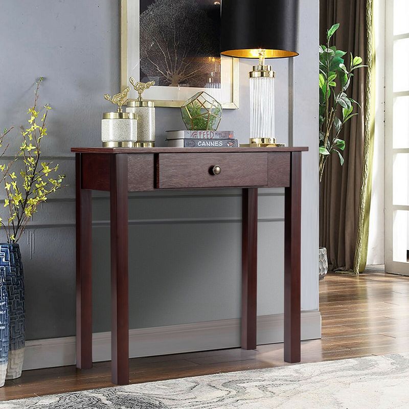 Costway Console Table with Drawer Entryway Hallway Accent Wooden Table Espresso, 3 of 10