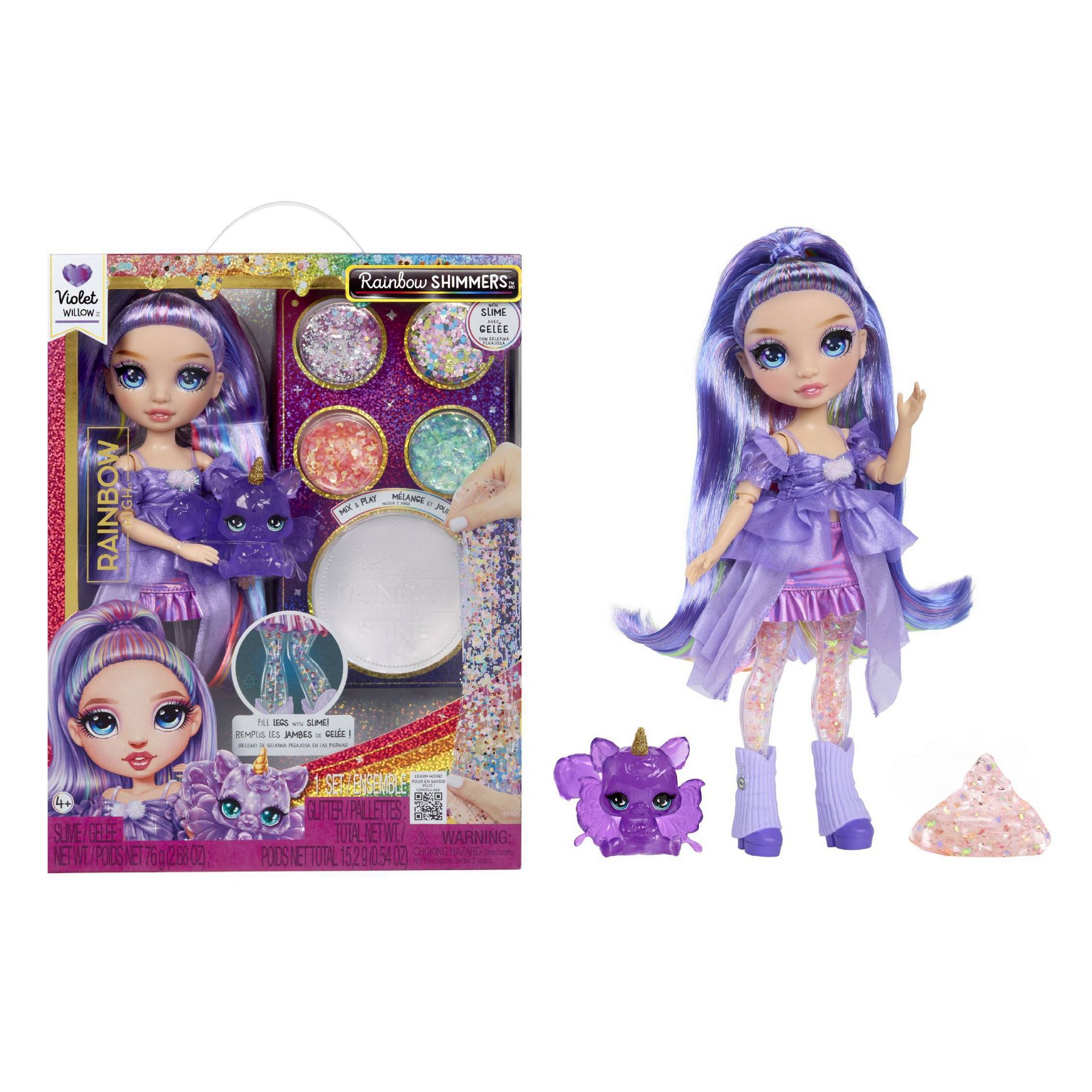 Rainbow High Rainbow Shimmers with Slime - Violet, Purple 11" Create a Rainbow Fashion Doll, Slime