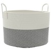 Aghana Digitals Round Grey Cotton Storage Basket with Handles, 20.1x13in Collapsible for - 2 of 4