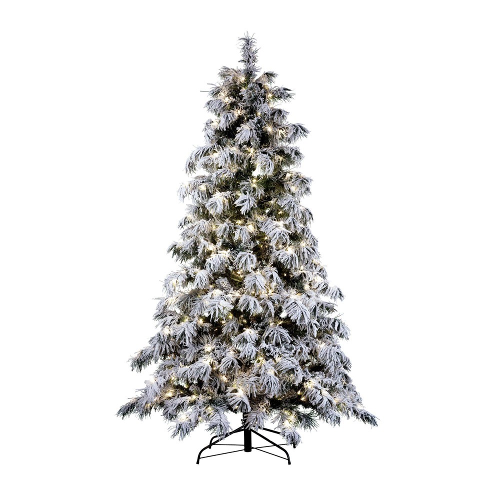 Photos - Garden & Outdoor Decoration Haute Décor 7.5' Pre-Lit LED Flocked Berkshire Spruce Artificial Christmas