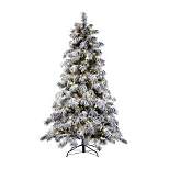Haute Décor 7.5' Pre-Lit LED Flocked Berkshire Spruce Artificial Christmas Tree White Lights