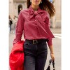 Imily Bela Elegant Plaid Blouse with Detachable Bow Tie Neck Long Sleeve Womens Casual Dressy Top - 4 of 4